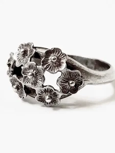 Vintage Ring Damen 7 Blumen 925 Sterling Silber Schmuck UdSSR - Bild 1 von 9