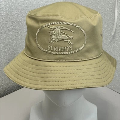 Burberry Unisex Bucket Hat Knight Embroidered Stamp Size M Hamper Beige - Image 1 of 4