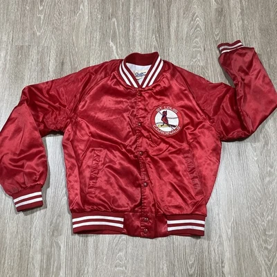 Cardinals Jacket L 80s 90s St Louis MLB Baseball Game-day Satin Varsity Coat - Image 1 of 4