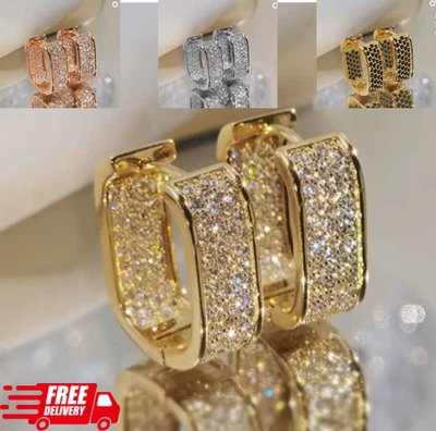 Pendientes de aro cuadrados de circonita cúbica de lujo para mujer oro plata acero inoxidable joyería Foto 1 de 4