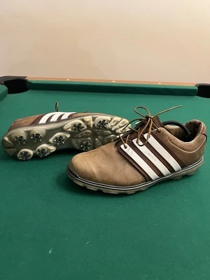 Adidas Pure 360 LTD Hombres Talla 12 Marrón Blanco Tour Zapatos de Golf Cuero Q46892 Foto 1 de 4