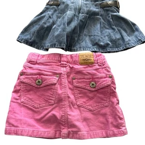 Mary Kate & Ashley Y2k Children's Place Denim & Pink Corduroy Skort Skirt Set 2 - Picture 1 of 7