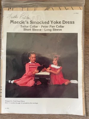 Martha Pullen Smocked Yoke Dress Maecie  Smocking Pattern UNCUT Vintage 1983 - Image 1 of 4