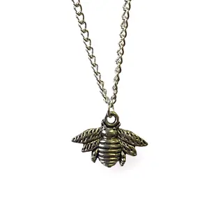 Silver Bee Pendant Necklace Silver Plated Chain 18" Quirky Cute Alt - Picture 1 of 1