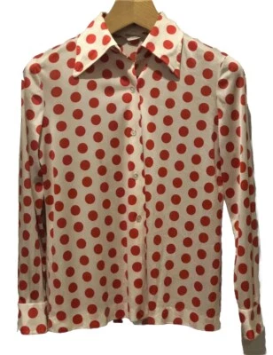 Vintage Alex Colman Shirt Small S 60s Psychedelic Polka Dot Blouse Retro Hip Mod - Image 1 of 4