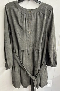 Simply Southern Dress. Grey Corduroy. Long Sleeves. Button Front Size XL.  NWT. - Picture 1 of 12