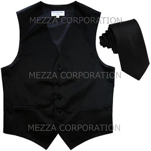 New Men's Vesuvio Napoli Tuxedo Vest Waistcoat & 2.5" Skinny Necktie prom Black - Picture 1 of 4