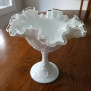 Fenton Silver Crest Spanish Lace Footed Compote Bowl Dish - Picture 1 of 6