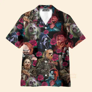 Halloween Horror Movie Scary Tropical Style Hawaiian Shirt - Picture 1 of 2