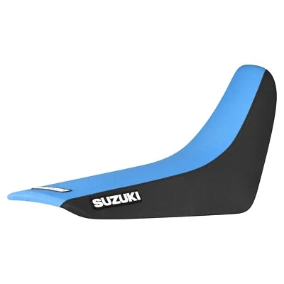 Cubierta de asiento con pinza para Suzuki DR 650 2001-2024 NEGRO/AZUL CLARO estándar #244 logotipo Foto 1 de 4