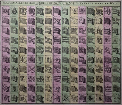 Flaggen aller seefahrenden Potenzen und Nationen - Seutter 1740 - Original - Bild 1 von 3