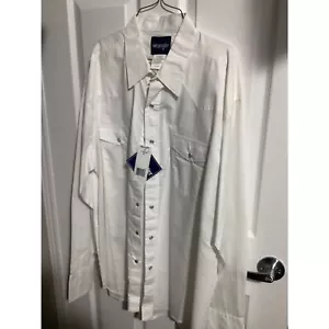 Wrangler Herren Western Hemd Weiß/Perle Druckknöpfe Neu mit Etikett XL - Bild 1 von 1