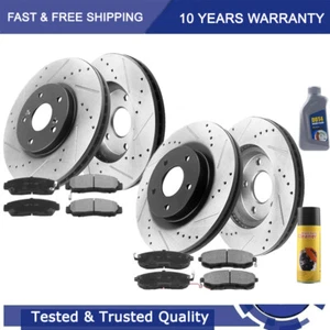 For 2003 2004-2007 Honda Accord Front Rear Drilled Rotors Ceramic Brake Pads - Picture 1 of 9