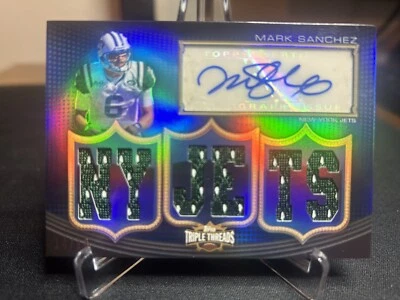 2010 Topps Triple Threads Autographed Relics Blue #TTRA4 Mark Sanchez 14/18 - Image 1 of 2