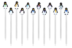 Fruchtspieße für Bowle / Bowlepiecker Lauscha Glas 12 Stück versch. Pinguine - Bild 1 von 2