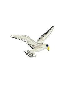 Vintage Seagull Brooch Pin Bird Gerry's Silver-Tone Enamel 1980s Collectible 2" - Picture 1 of 4