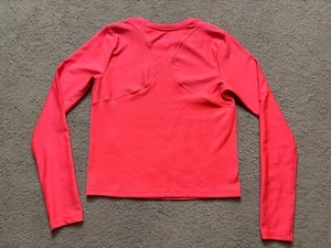 Under Armour Long Sleeve Slim Fitted Running T Shirt Neon Coral Pink Orange XS - Picture 1 of 6