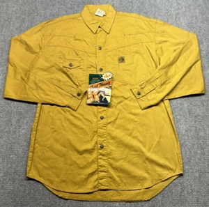 Vintage Fresh Threadz Shirt Jacket Mens XL Mustard Yellow Denim Button Y2K New - Picture 1 of 11