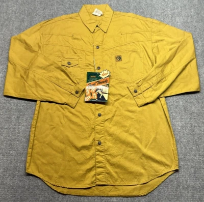 Vintage Fresh Threadz Shirt Jacket Mens XL Mustard Yellow Denim Button Y2K New - Image 1 of 4
