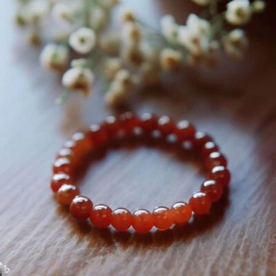 Natural Red Carnelian Bracelet 6/8/10mm Red Gemstone Stretch Bracelet Handmade - Image 1 of 4