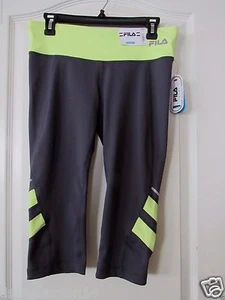 FILA SPORT Reflective Running Lime/Gray Capris - Women's Sz S NWT MSRP$40 NICE! - Picture 1 of 3