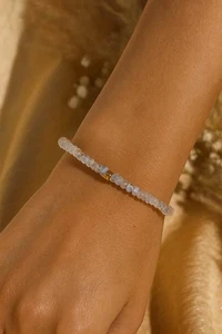 A++ Rainbow Moonstone Beaded Bracelet: Faceted Gemstone Jewelry Handmade Gift - Picture 1 of 5