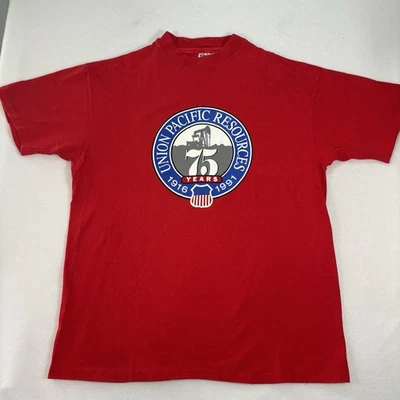 Camiseta De Colección 1991 Red Union Pacific Resources 75 Años Puntada Única Hombres XL Foto 1 de 4