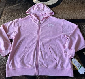 Roxy Girls Pink Zip Up Hoodie Sweatshirt Size L 12-14. NWT - Picture 1 of 7