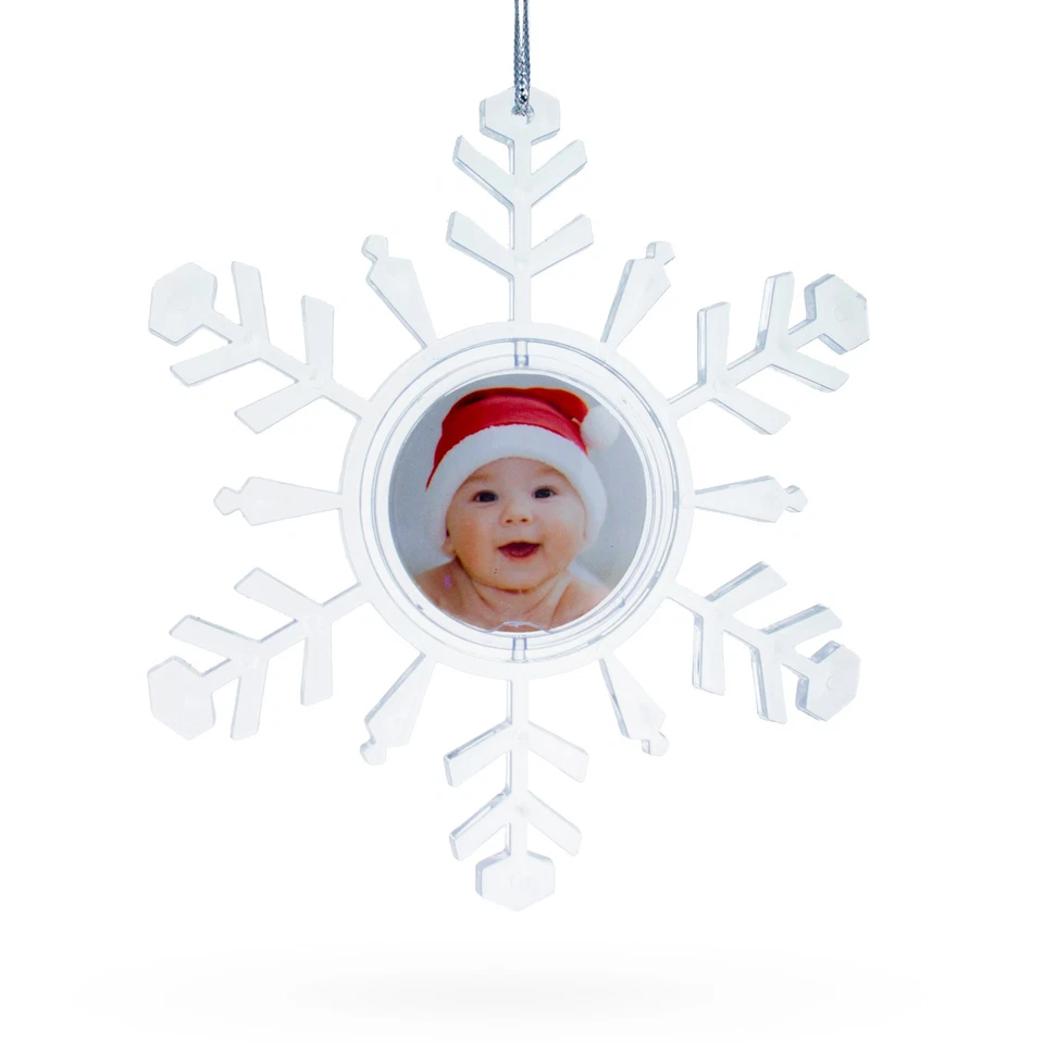 Clear Plastic Snowflake Frame Ornament - Image 1 of 2