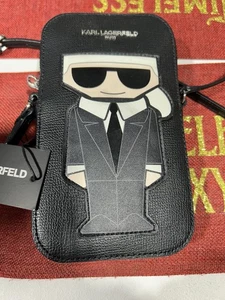 NWT Karl Lagerfeld Paris Maybelle Phone Zipped Crossbody Bag Black adjust strap - Picture 1 of 8