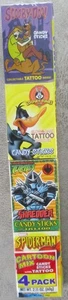 Paquete de 4: CANDY STICKS con tatuaje Spider-Man Scooby-Doo TMNT SHREDDER Looney Tunes - Imagen 1 de 3