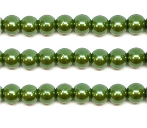 100pcs 8mm Olive Green Round Pearl Imitation Faux Pearl DIY Glass beads - Picture 1 of 5