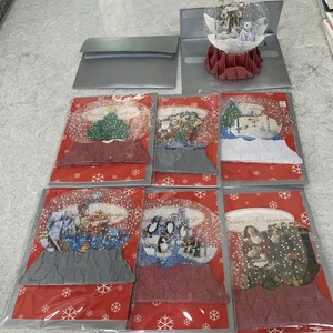 Up With Paper Pop Up Snow Globe  Lot 8 Greeting Card Christmas NEW - Picture 1 of 10