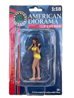 Spiaggia Bikini Ragazza Resina Amy Vettura Figura Display 1/18 American Diorama - Immagine 1 di 4