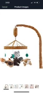 Crib Mobile for Boys or Girls - Woodgrain Musical Baby Crib Mobile with 12 - Picture 1 of 7