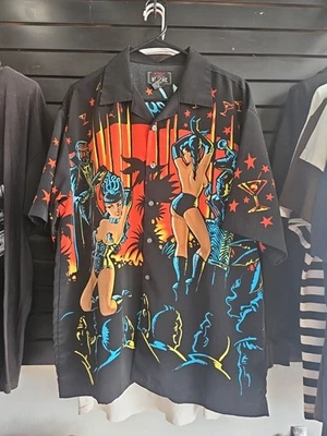 La Rocka London BC Ethic Las Vegas Grind Button Up Short Sleeve Shirt Size Large - Image 1 of 4