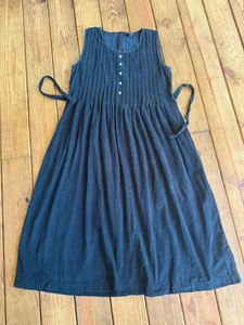 VTG 90s British Khaki Dress 14 Corduroy Relaxed Modest Cottage Long Midi Maxi - Picture 1 of 3