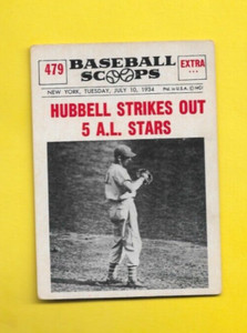 1961 Nu Card Scoops Carl Hubbell Strikes Out 5 AL ALL Stars #479 NY Giants G/VG