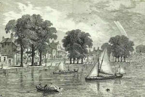 Hammersmith Mall in 1800 original print London History & Places 1878  - Picture 1 of 2