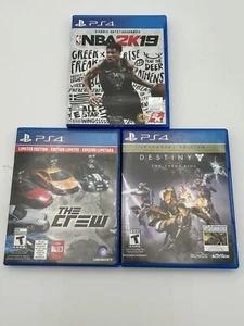 PS4 Games Lot (3) Destiny Legendary Edition, The Crew Ltd Edition, NBA 2K19 EUC - Picture 1 of 6