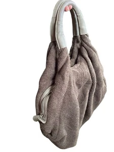 J Jill Tweed Purse Hobo Boho Grunge Shoulder Bag Unique Large Beige Brown - Picture 1 of 8