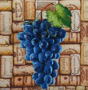 3X Paper Design Napkin Decoupage Craft Tissue Vine Grapevine Cork Bunch of Grape - Picture 1 of 3