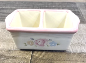 Tea Rose Divided Ceramic Sweetener Holder By Pfaltzgraff - Picture 1 of 9