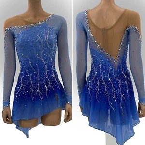 Vestido de competición de patinaje artístico sobre hielo disfraz de gimnasia baile vestido teñido - Imagen 1 de 8