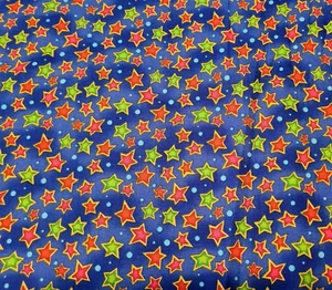 20" Star Print Kari Pearson Cranston Colorful Stars on Blue - Picture 1 of 3