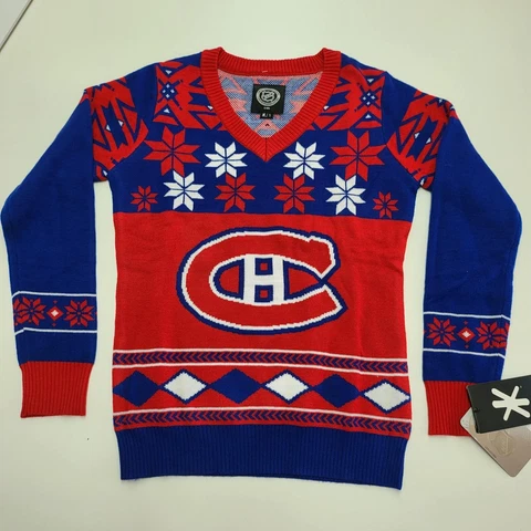 UNISEX SIZE SMALL Klew Sports MONTREAL CANADIENS Ugly Christmas Sweater NHL Cover