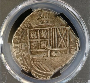 1630- 37 P T ~ Potosi ~ Bolivia Silver Cob ~ 8 Reales ~ PCGS VF 30 ~ Calico 327 - Picture 1 of 6