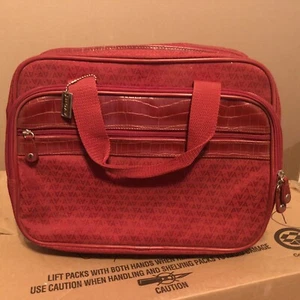 Avon Logo Red Overnight Carry On Bag Case Rolling Wheels Nylon NEW - Picture 1 of 9