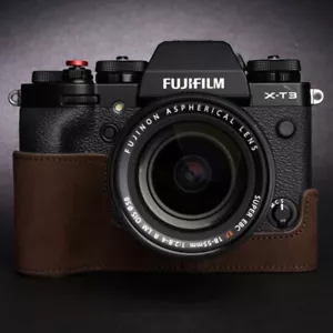 2024 Hecho a mano Cuero Genuino Real Media Cámara Estuche Cubierta Bolso para Fujifilm X-T3 - Imagen 1 de 32