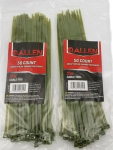 Camo Green Zip Cable Ties 8" 50 Count Nylon Tie Wraps For Hunting Blinds 2 Packs - Picture 1 of 3